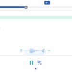 英語学習アプリの「聞く」画面。お手本の音声波形と練習の進捗が表示されている